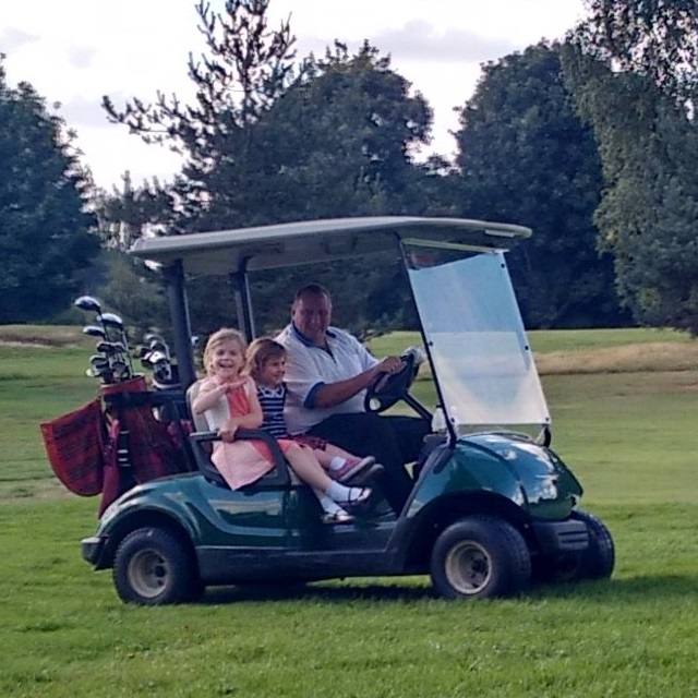 Derek in a buggy with Daisy and Rosalie