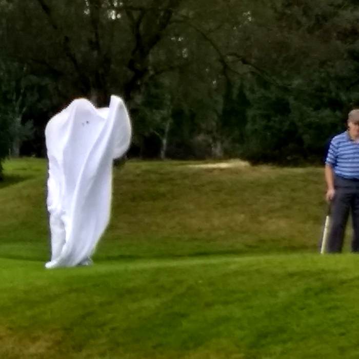 A ghost arrives on the 18th green