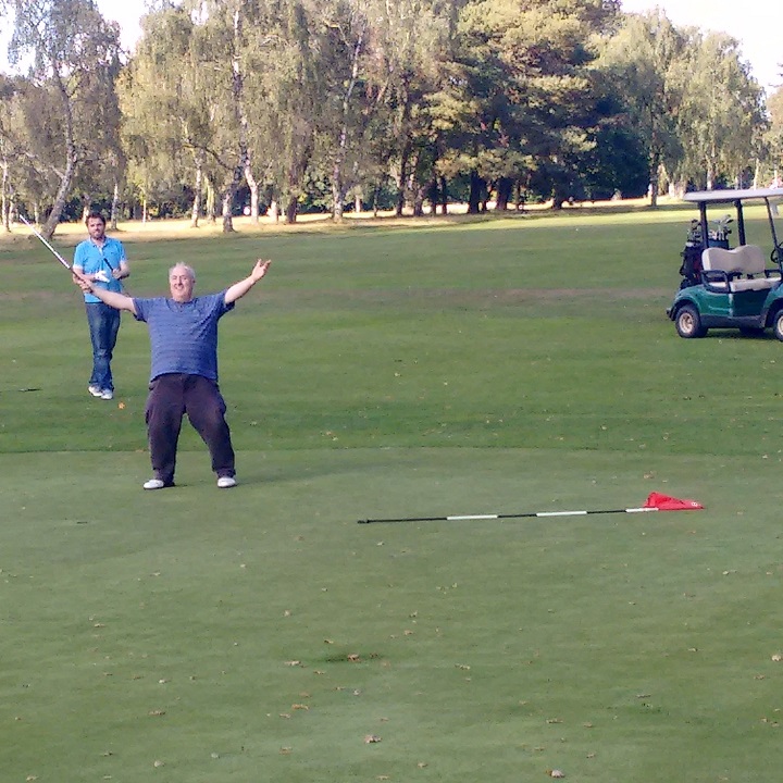 P.H. celebrates a glorious long distance putt
