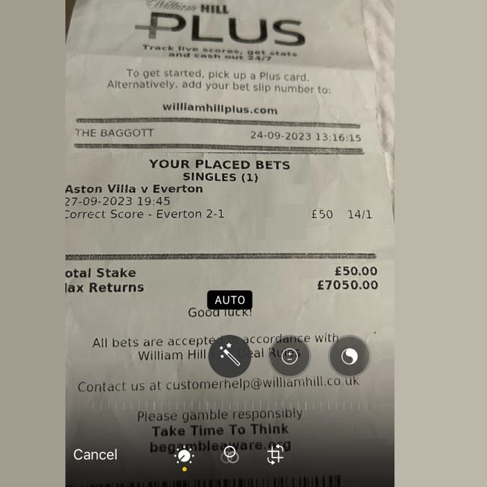 Winning bet