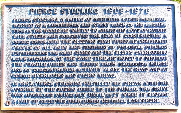 Plaque with embossed details about Pierce Stocking